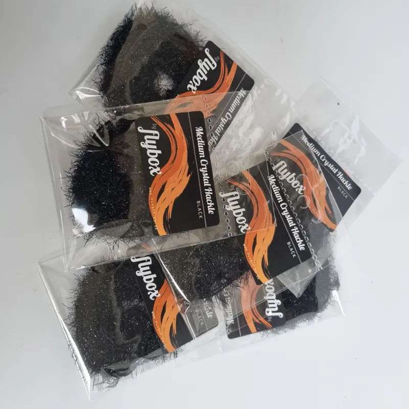 Flybox Medium Crystal Hackle in Black-1